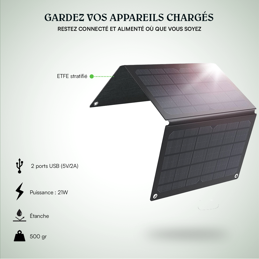 Chargeur de Panneau Solaire 21W